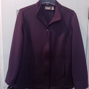 Chico's Royal Purple Luxe Quilted Textured Snap Button Jacket Sz 1 ( Medium)